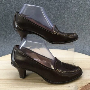Sofft Shoes Womens 7.5 M Loafers Crocodile Embossed Heels 1011775 Brown Leather - Picture 1 of 17