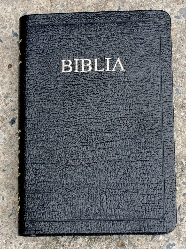 Romanian Bible Cornulescu Black Bonded Leather Red Letter References Damaged