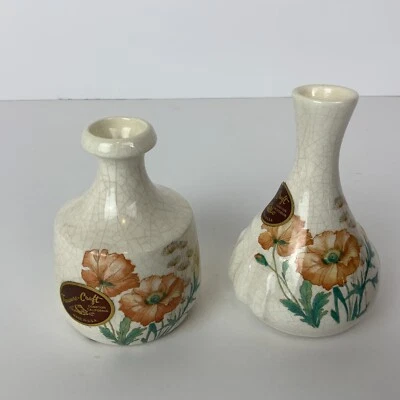 De colección Treasure Craft Compton CA. Par - Jarrones de cerámica - Diseño floral naranja Foto 1 de 4