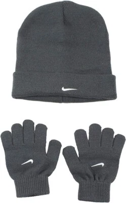 Nike Boys Gray Hat with Gloves One Size Youth 8-20 NEW - Image 1 of 3