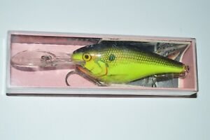 old rapala risto rap lure rr-9 chartreuse black back 3.5" Finland made of balsa