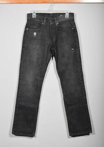 William Rast Target Black Distressed Slim Straight Leg Button Fly Jeans 28 X 32 - Picture 1 of 3
