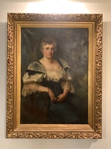 Large Fine ANTIQUE OIL PAINTING CANVAS 18 CENTURY PORTRAIT of LADY 44 x 56 Inch - Picture 1 of 13
