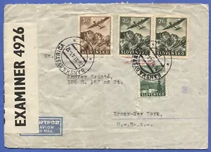 SLOVAKIA Scarce 1941 BERMUDA Censored Airmail cover, Banska Bystrica to USA - Picture 1 of 2