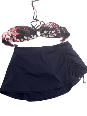 Tommy Hilfiger Women’s Swimsuit Bikini Top & Anne Cole Bottoms Size L Blue with - Image 1 of 4