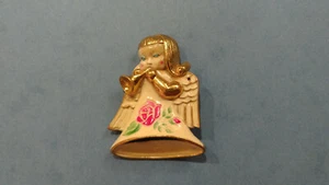 Vintage Accessocraft Brooch/Pin - Angel Playing Horn - Brass/Enamel - VGC - Picture 1 of 4