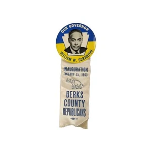 William Scranton Pensilvania Gobernador Campaña Pin Botón Político 1963 - Imagen 1 de 6