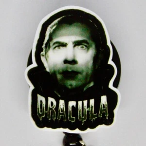 Dracula Vampire Badge Reel ID Holder Nurse Vet Tech Lab OT Classic Monster Movie - Picture 1 of 2