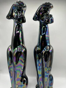 california pottery vintage Black Iridescent Poodles 17.5” Tall - Picture 1 of 24