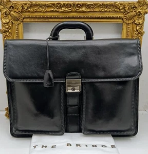 THE BRIDGE CARTELLA ESPANDIBILE 3 SOFFIETTI Linea Story Pelle Nera Pari al Nuovo - Imagen 1 de 24