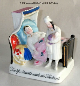 Antigua estatuilla de carenado de porcelana victoriana de Alemania - padre bebé madre cansada - Imagen 1 de 8