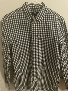 H&M Men's Size S Black White Checkered Long Sleeves Dress Shirt - Picture 1 of 3