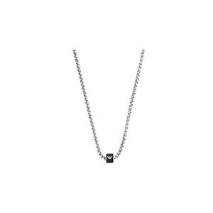 Emporio Armani Black Marble Stainless Steel Chain Necklace Silver - Picture 1 of 2