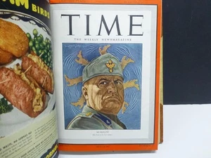 Time Magazine Leather Bound Book June-July 1943 Full Issues W Covers MUSSOLINI - Picture 1 of 5