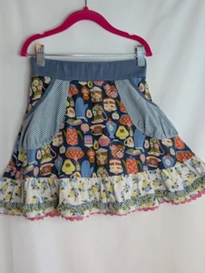 Matilda Jane Girls 8 Skirt with Bloomers Ruffled Vintage Print Kitchen Blue Cute - Picture 1 of 5