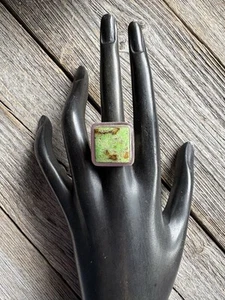 Handmade Navajo square stone Turquoise & Sterling Silver Ring - Picture 1 of 5