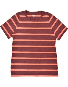 MOSSIMO Womens Tall T-Shirt Top UK 20 2XL Maroon Striped Cotton FF07 - Picture 1 of 3