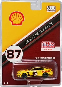 AUTO WORLD 1:64 2017 YELLOW FORD Mustang GT #87 SHELL OIL RACING MODEL CP7439 - Picture 1 of 1
