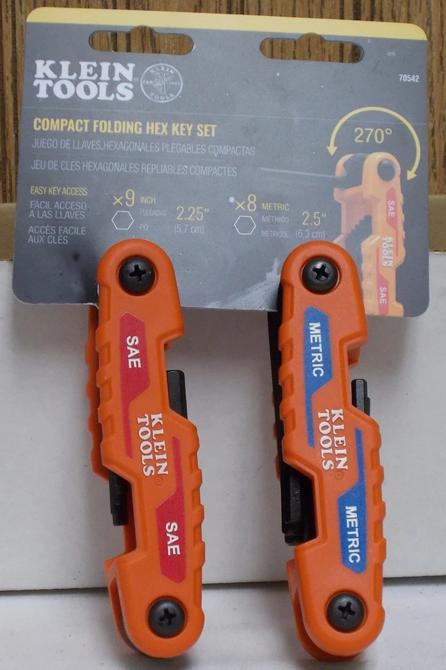 Klein 70542 Compact Folding Hex Key Set SAE & Metric Sized Keys - Image 1 of 1