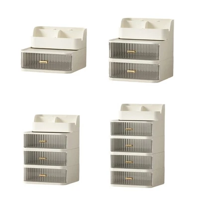 Stackable Desktop Organiser Multifunctional Plastic Storage Case with Drawer - Image 1 of 4