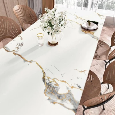Thick White/Gold Marble Contact Paper for Table Tops 15.8''x236'' Granite Peel a - Image 1 of 4