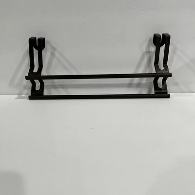 Raro - Colgador de toallas doble vintage de metal marrón para cocina/baño Foto 1 de 4