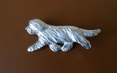 Большая брошь для изучения бородатого колли из чистого серебра - Изображение 1 из 4