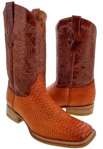 Herren Cognac Cowboystiefel Schlangenmuster Leder Western Botas Rancho Größe 13,5 - Bild 1 von 5
