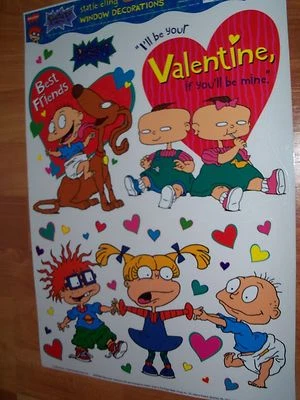 Rugrats 4 piezas Color-Se adhiere San Valentín Decoración Ventana 1998 Nuevo de Lote Antiguo Foto 1 de 3