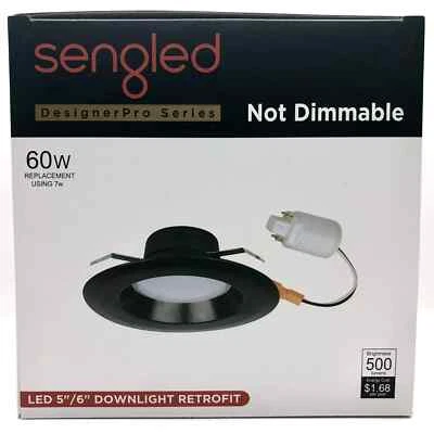Sengled - LED Recessed Trim Kit 5"/6" 120-277V 7W 500LM 2700K Black G24q T26 - Image 1 of 4
