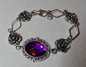 ESTILO VICTORIANO - ROSA DIAMANTE - PULSERA PLATEADA CRISTAL ACRÍLICO PÚRPURA DR - Imagen 1 de 5