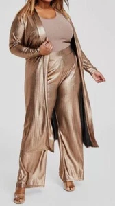 Nina Parker Women's Gold Metallic Long Kimono Plus Size 2X - Picture 1 of 1