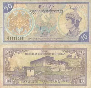 10 FOTO DE PÓSTER BRILLANTE NGULTRUM BUTANÉS diez dinero bután moneda 487 - Imagen 1 de 1