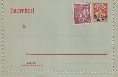 1920 Germany card letter K20 40pf overprint on Bavaria, unused - Image 1 of 3