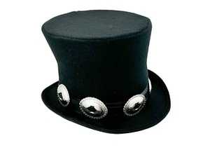 Black Felt Top Hat Large Conch Victorian Steampunk Mad Hatter Slash Rock Costume - Picture 1 of 6