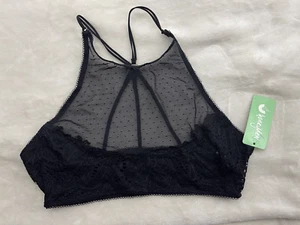 Honeydew Women's Bralette Black Sheer High Neck Strappy Back Size Medium - Picture 1 of 7