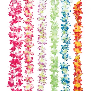 Mini Blume Hawaii Luau Hula Mädchen 38" lang Stoff Leis, 12 Karat, sortiert - Bild 1 von 5
