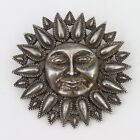 1.5" Vintage 11.8 Gram Signed A925 Sterling Silver Sun Face Brooch Spring Summer