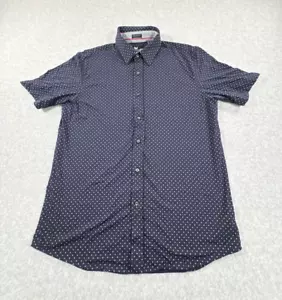 Butter Cloth Shirt Mens Large Blue Regular Fit Icy Cotton Geometric Soft Stretch - Picture 1 of 6