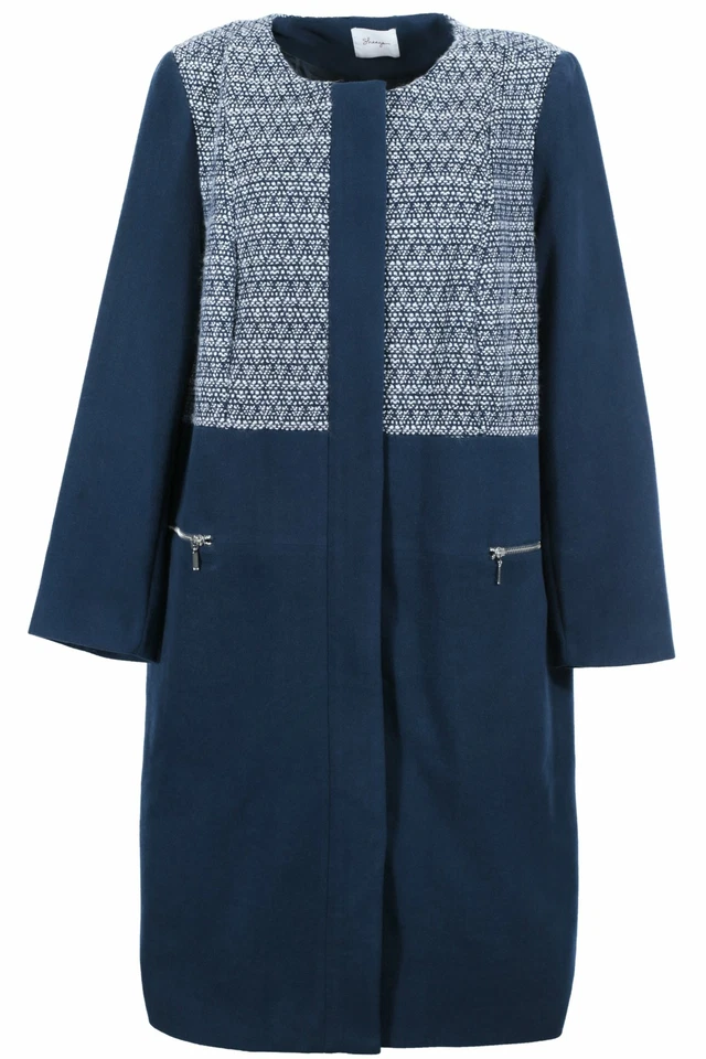 sheego Kurzmantel Mantel Gehrock Jacke Dunkelblau Damen Plusgröße Oversize - Bild 1 von 1