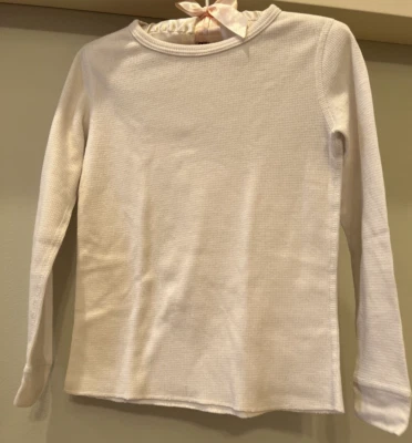 Lot of 2 - AMERICAN APPAREL KIDS White and Pink LONG SLEEVE THERMAL TOPS Girls 6 - Image 1 of 4