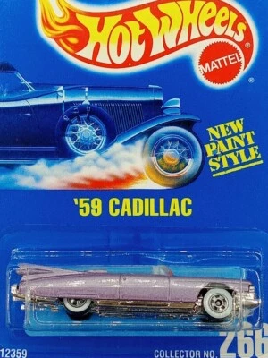 Cadillac Hot Wheels de Mattel 1959 púrpura metálico 5 velocidades/ruedas de pared blancas Foto 1 de 3