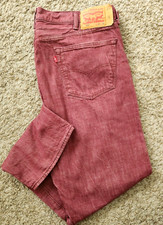 Levi's 501 White Oak Cone Denim Jeans Men's 44 x 32 Button Fly Burgundy Red Euc!