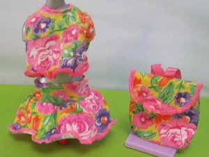 VINTAGE 1991 7" Barbie Sister STACIE Doll Pink Cloth Floral Outfit Top Skirt bag - Picture 1 of 1