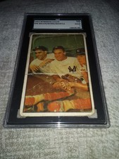 1953 BOWMAN COLOR #44 HANK BAUER YOGI BERRA MICKEY MANTLE SGC 1 Graded Poor Hof