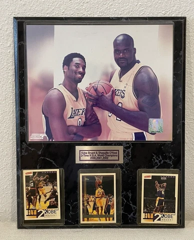 NBA Los Angeles Lakers Kobe Bryant & Shaquille O'Neal Cards Plaque ~ 12x15 Cover