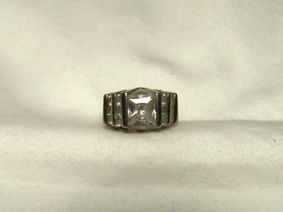 Oro Argento Sterling, Trasparente Topazio Cocktail Anello, Misura 6 - Immagine 1 di 4