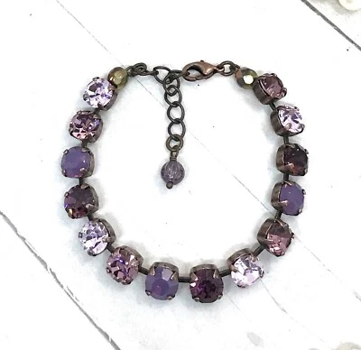 Pulsera de cadena de copa de cobre lila pulsera de ópalo púrpura hecha con cristales premium  Foto 1 de 4