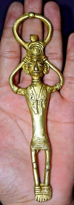 Crowned Tribal Man Shape Soda Bottle Opener Brass Dhokra Art Bottle Opener GT - Image 1 of 4