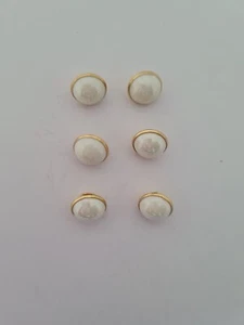 6 off white and gold round metal buttons 10 mm - Picture 1 of 1